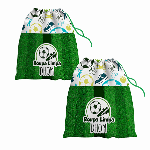 Kit Saco de Roupa Suja e Roupa Limpa com nome tema Futebol 30x40 - Bela  Polaris Personalizados