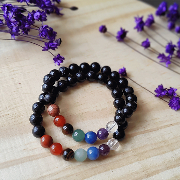 Pulseira Turmalina Negra 8mm; Chakras