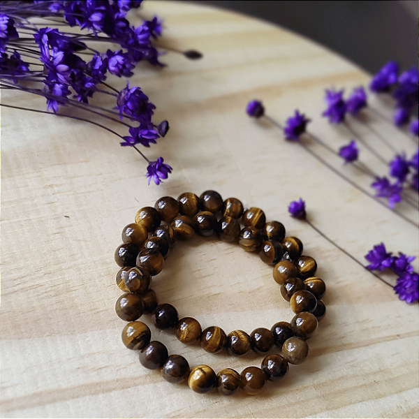 Pulseira Olho de Tigre 8mm; Contra Inveja - Mau Olhado - Força