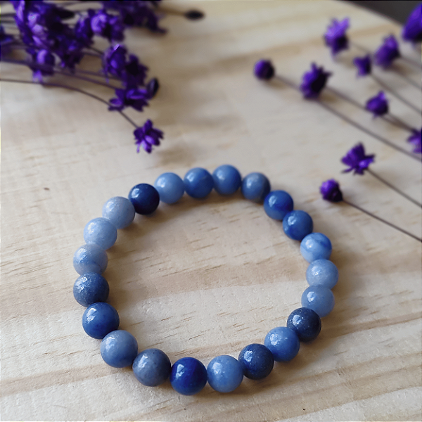 Pulseira Quartzo Azul 8mm; Comunicação - Harmonia - Equilíbrio