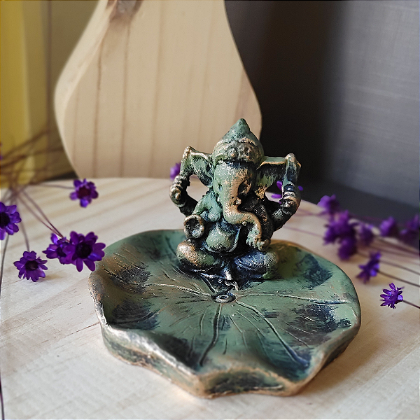 Incensário; Folha Ganesha Verde