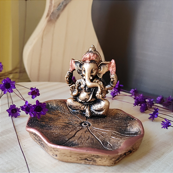 Incensário; Folha Ganesha Ouro