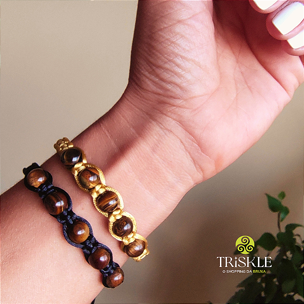 Pulseira Shambala; Olho de Tigre - Contra Inveja - Mau Olhado - Força