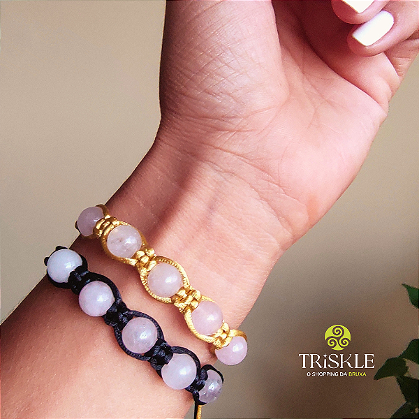 Pulseira Shambala Quartzo Rosa 8mm; Amor - Relacionamentos - Purifica