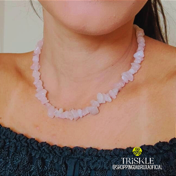 Choker Quartzo Rosa; Amor - Relacionamentos - Purifica