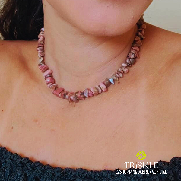 Choker Rodonita; Autoconfiança - Magnetismo Pessoal - Atração
