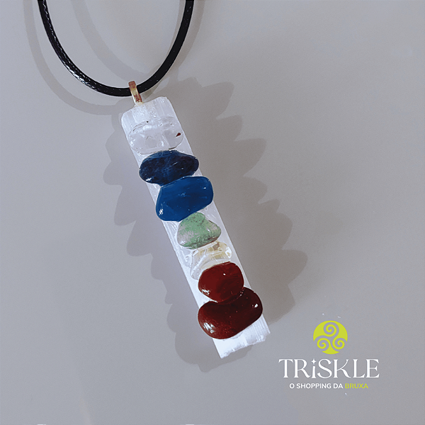 Pingente Selenita; Chakras