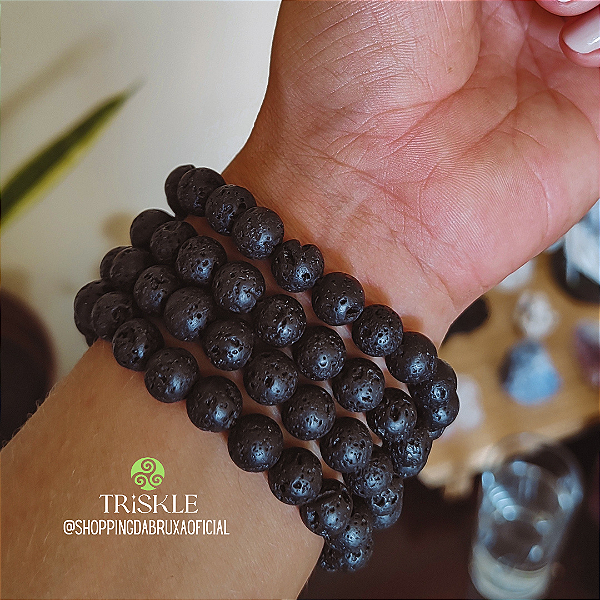 Pulseira Pedra Vulcânica 8mm - Resiliência - Proteção - Força