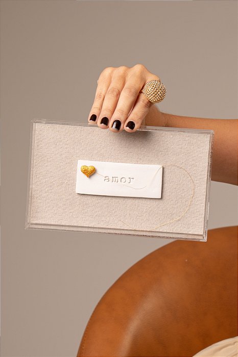 Quadro Acrílico com Linho - Amor