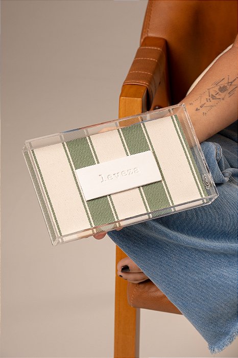 Quadro Acrílico Verde Listrado - Leveza