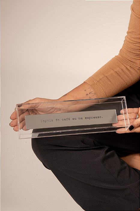 Placa Espelhada Prata no Acrílico - Depois do Café eu me expresso