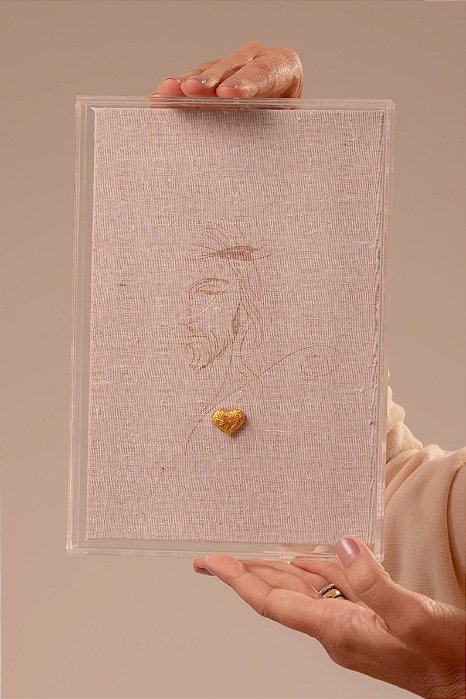 Quadro em Acrílico - Face de Jesus no Linho