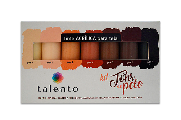 KIT ACRILICA P/TELA TONS DE PELE 20ML 7 CORES UND