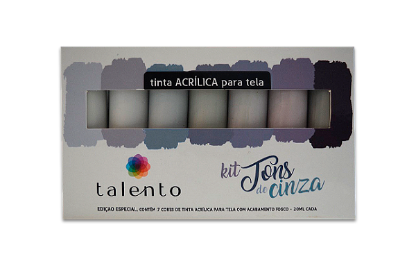 KIT TONS DE CINZA ACRILICA PARA TELA 7CORES 20ML UND