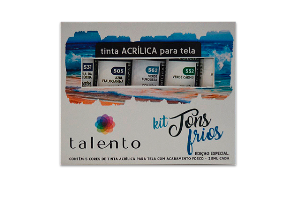 KIT TONS FRIOS ACRILICA PARA TELA  5 CORES 20ML UND