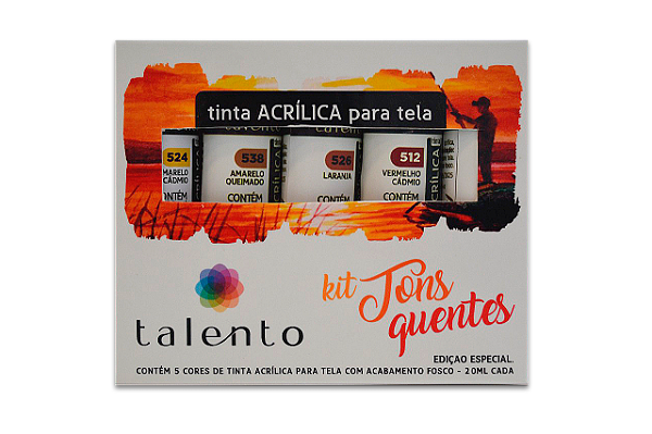 KIT TONS QUENTES ACRILICA PARA TELA 5 CORES 20ML UND