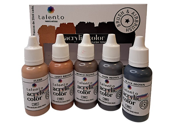 KIT ACRYLIC COLOR FLESH TONES 2 (5 FRASCOS DE 20ML CADA)
