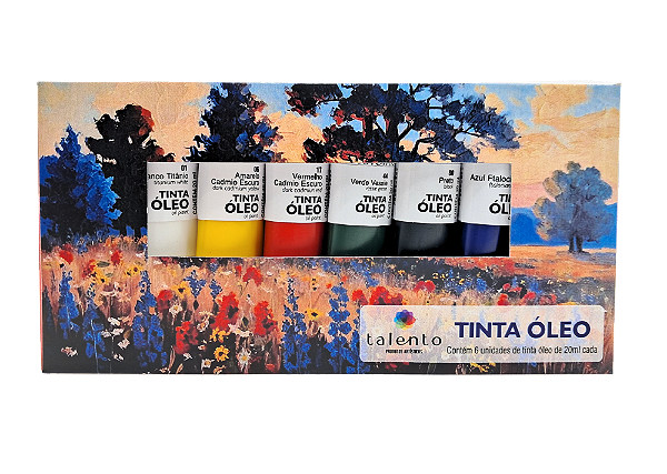 KIT TINTA ÓLEO TALENTO - 6 CORES - CAIXA PAISAGEM