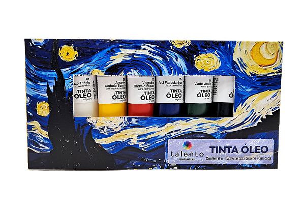 KIT TINTA ÓLEO TALENTO - 6 CORES - CAIXA VAN GOGH