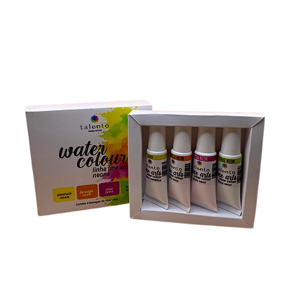 Kit AQUARELA FINE ARTS 4 CORES - NEONS - BISNAGAS DE 10ML CADA - UND