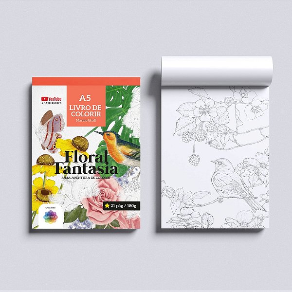 PRE VENDA Livro de Colorir Marcio Graff - A5 - Floral Fantasia - 21 páginas - und
