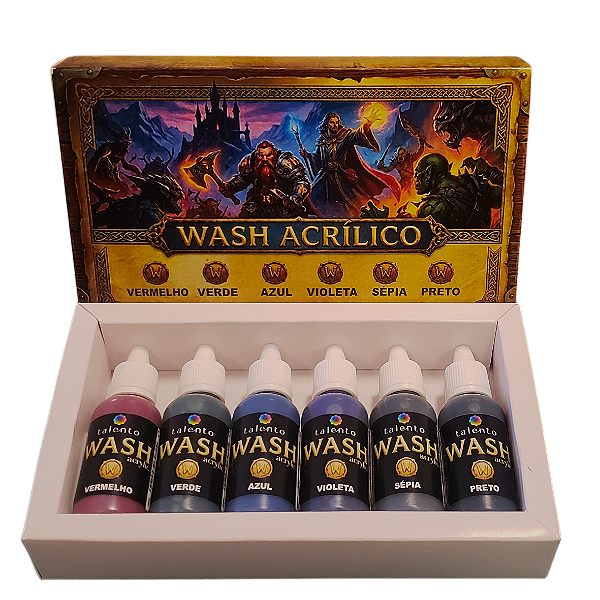 Kit Wash Acrílico com 6 cores - 20ml cada - und