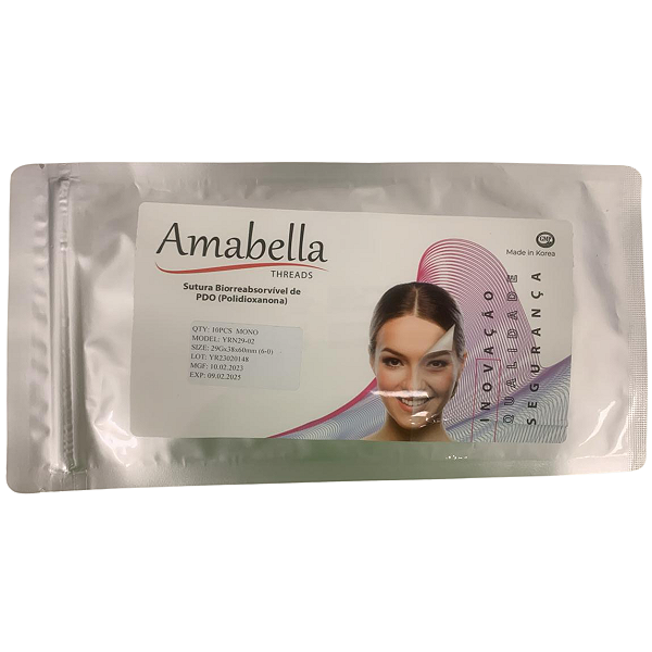 Fio De PDO Mono Liso 29G 38X60 (A) USP 6-0 (Blister Com 10 Unidades) - Amabella