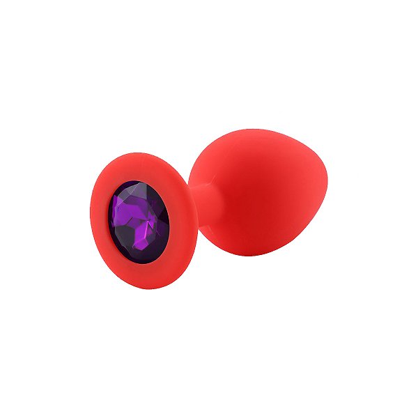 Plug anal P em silicone pedra ROXA