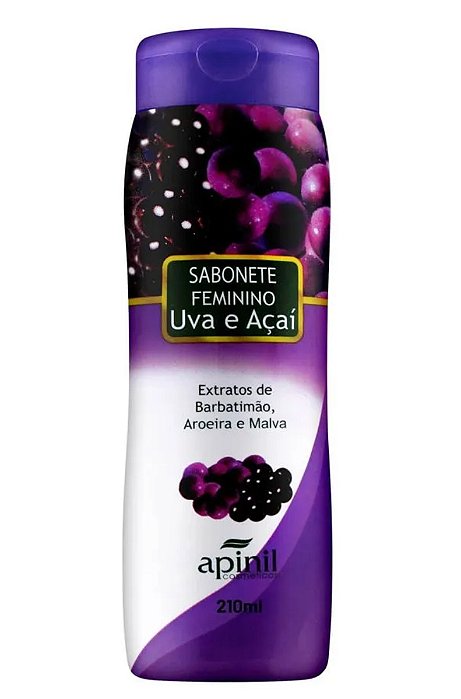SABONETE ÍNTIMO FEMININO AROMA DE UVA E AÇAI 200ML APINIL COSMÉTICOS