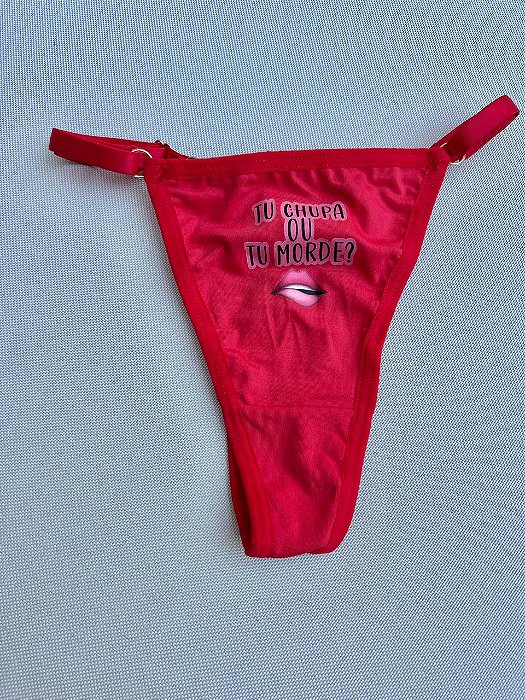 Calcinha Frase Tu Chupa... - VERMELHA