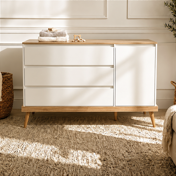Cômoda Infantil 3 Gavetas e 1 Porta Coleção Canção de Ninar