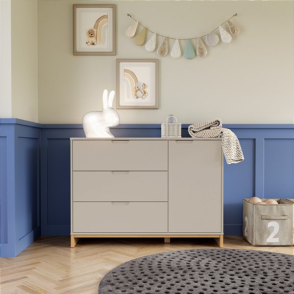 Cômoda Infantil 3 Gavetas e 1 Porta Coleção Cubo