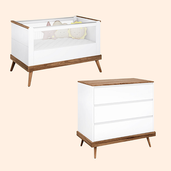 Berço e Cômoda 3 Gavetas Canção de Ninar