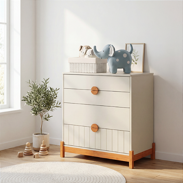 Cômoda Infantil 4 Gavetas Coleção Lamê