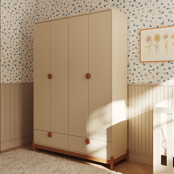 Guarda-Roupa Infantil 4 Portas + 2 Gavetas Coleção Lamê