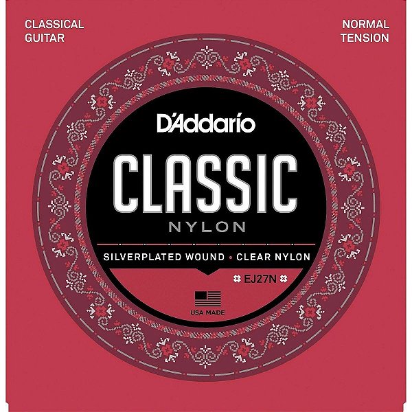 Encordoamento Daddario Classic EJ27N para Violão Nylon Hard Tension
