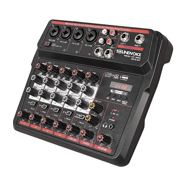 Mesa de Som c/ Interface Soundvoice MC6BT