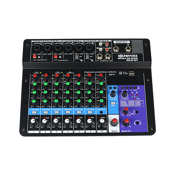 Mesa de Som c/ Interface Soundvoice MC8BT
