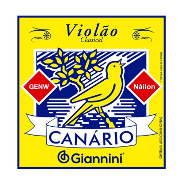 Encordoamento Giannini Canário para Violão Náilon 6 cordas  GENW Média sem bolinha