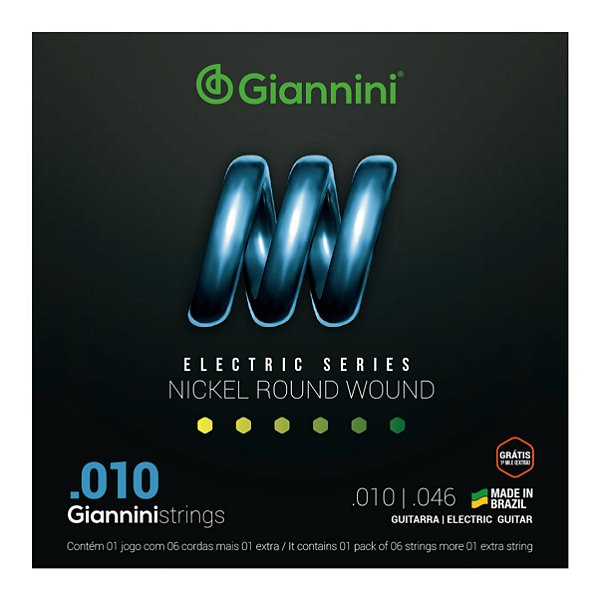 Encordoamento Giannini Guitarra Nickel Round Wound GEEGST10 (.010 – .046)