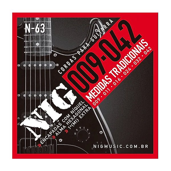 Encordoamento NIG N63 para Guitarra Elétrica 0.09