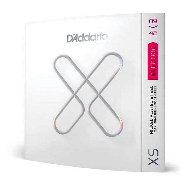 Encordoamento D'Addario XS Nickel XSE0942 Para Guitarra Revestido 09-42 Tensão Extra-Leve