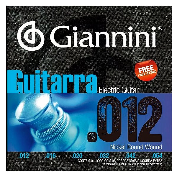 Encordoamento Giannini Guitarra Nickel Round Wound GEEGST12 (.012 – .054)