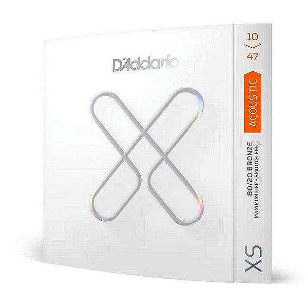 Encordoamento D'Addario XS 80/20 Para Violão Aço Revestido 10-47 Tensão Extra-Leve Bronze XSABR1047