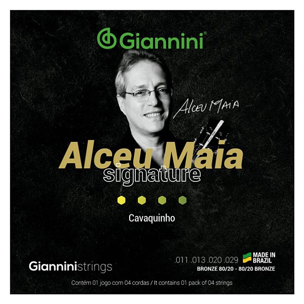 Encordoamento Giannini Bronze para Cavaquinho Signature Alceu Maia 80/20 SSCVAM (.011 – .029)