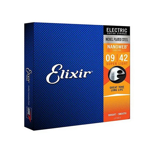 Encordoamento Elixir Nanoweb 009 Super Light para Guitarra
