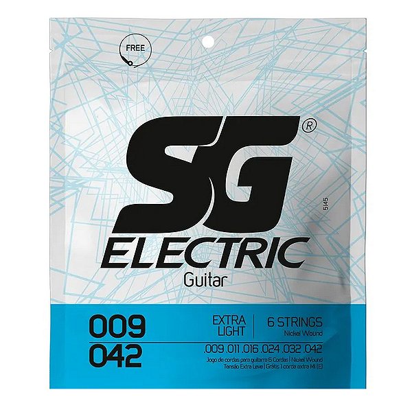 Encordoamento SG 009 Níquel para Guitarra Tensão Extra Leve