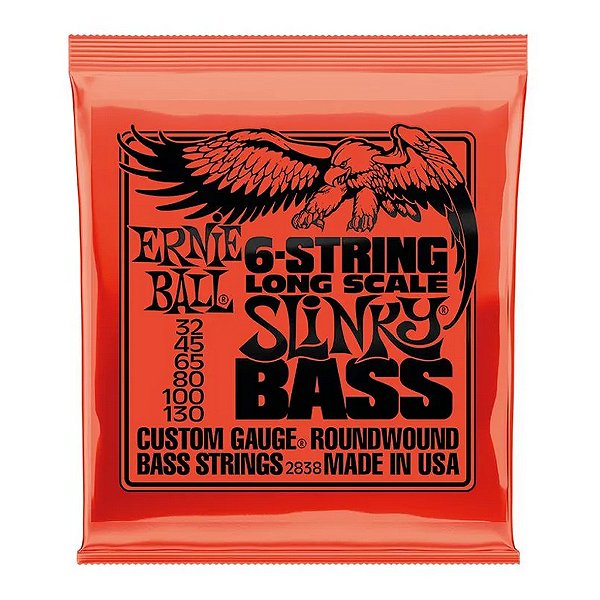 Encordoamento Ernie Ball 032 Slinky Long Scale para Baixo 6 Cordas