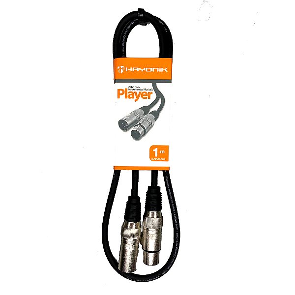 Cabo Hayonik Player Preto XLR Macho-XLR Femea  de 01 metro