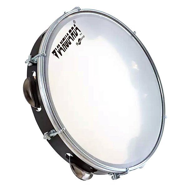 Pandeiro Vanguarda 10" Pele Leitosa Branca Aro Preto